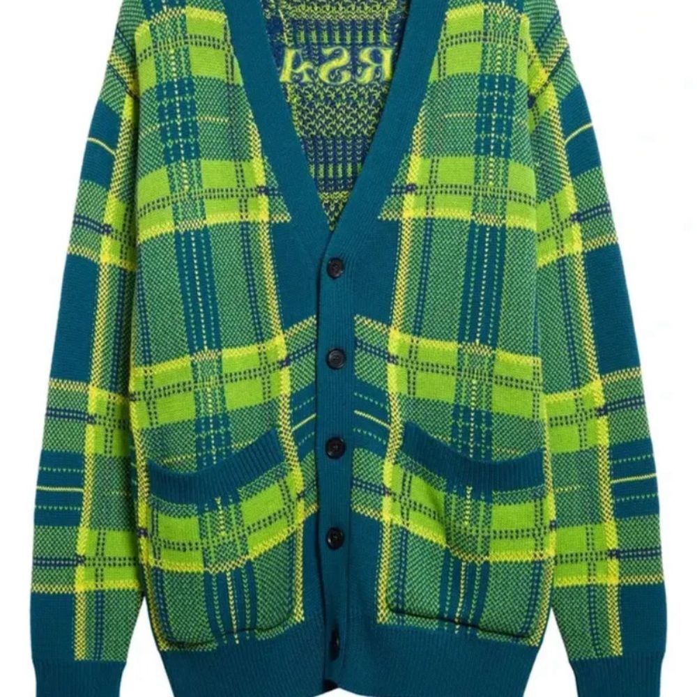 Versace Tartan Plaid Cotton Cardigan